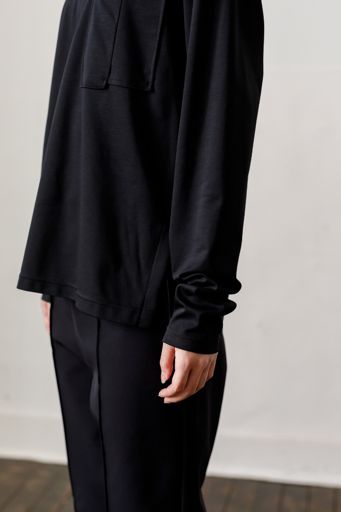 Smooth Pocket pullover(Black)