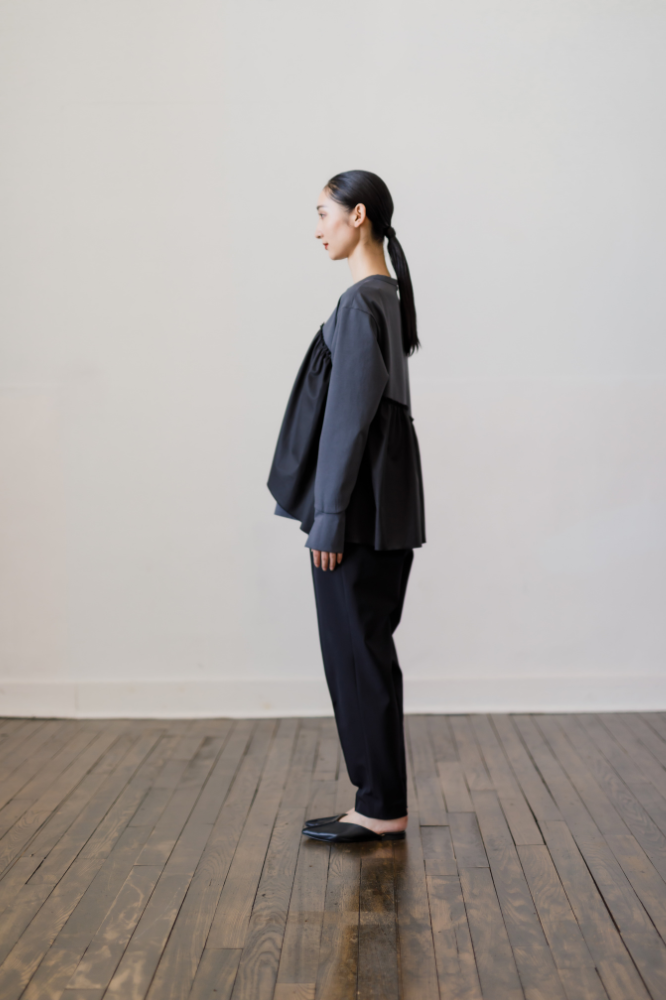 Satin Frill pullover(Gray)