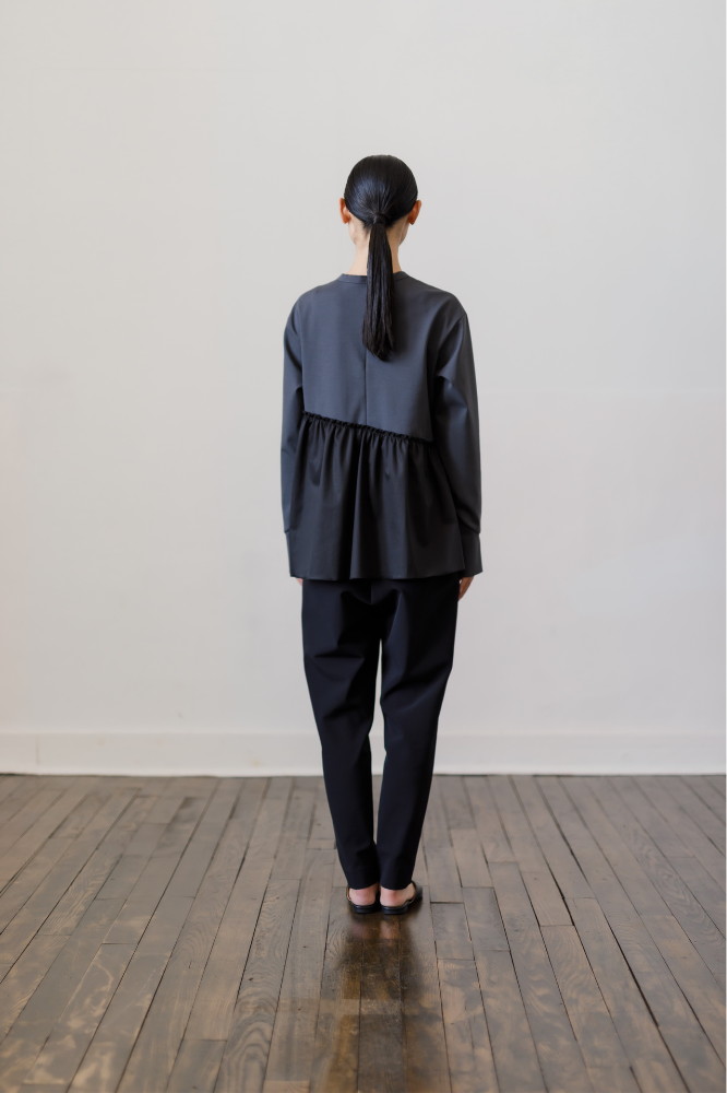 Satin Frill pullover(Gray)