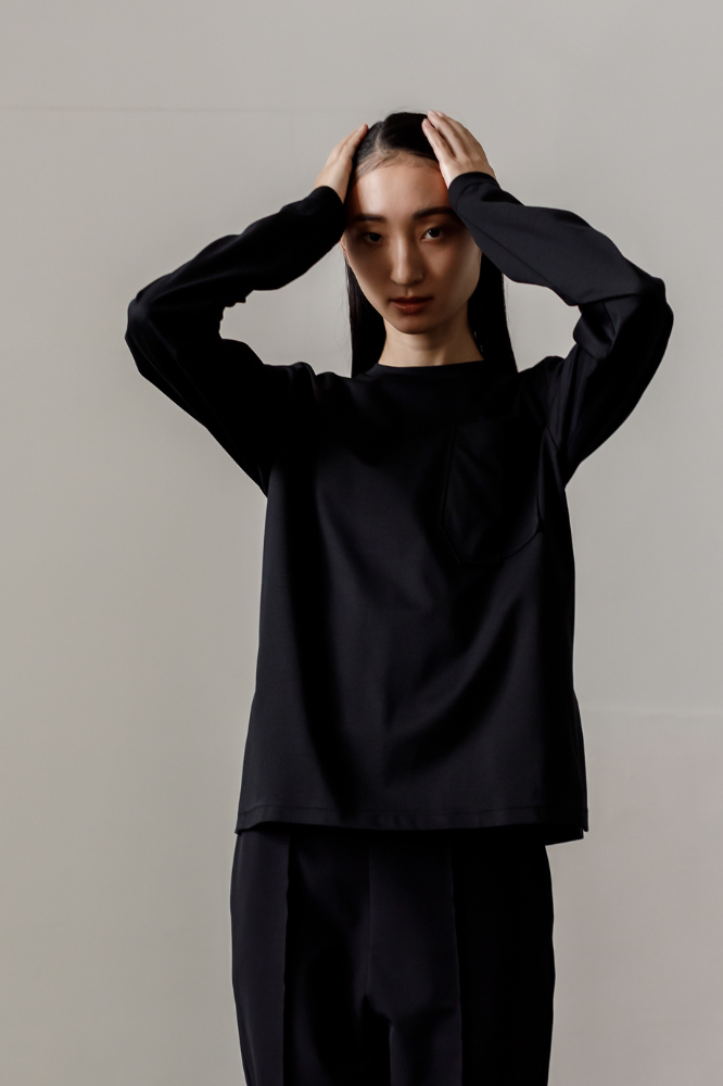 Smooth Pocket pullover(Black)