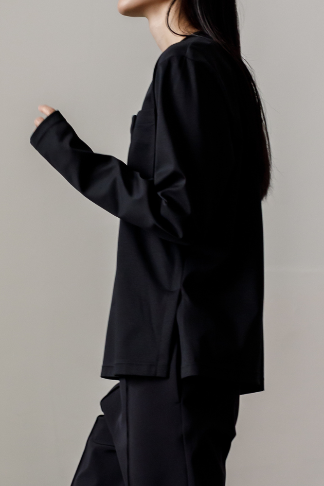 Smooth Pocket pullover(Black)