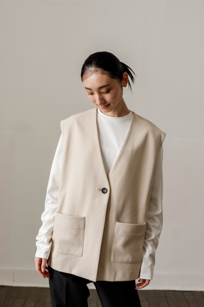 Frill vest(Beige)