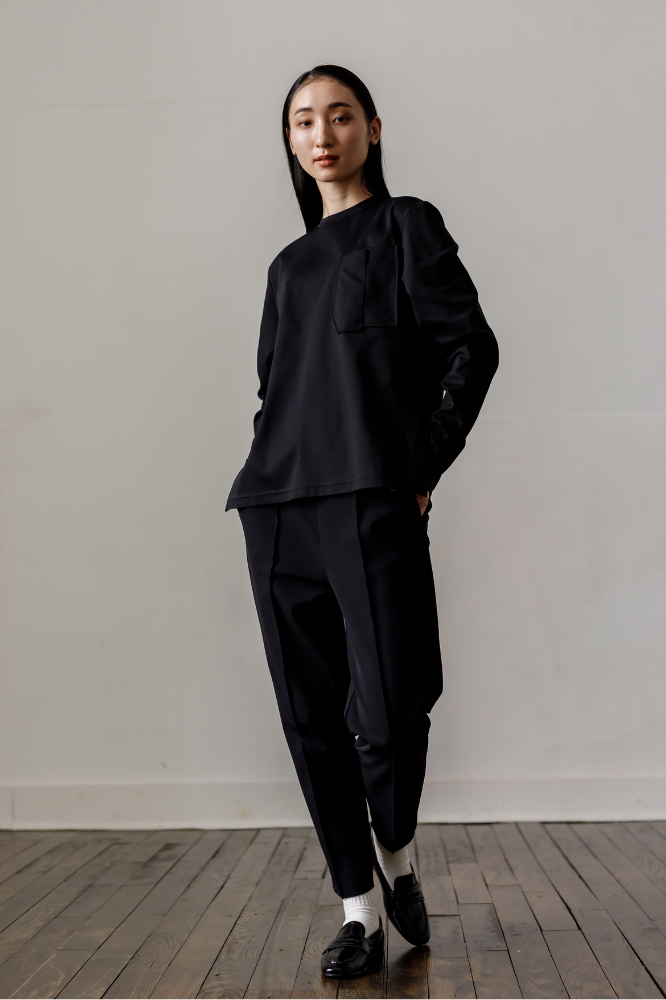 Smooth Pocket pullover(Black)