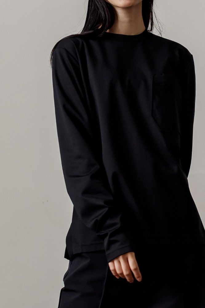 Smooth Pocket pullover(Black)