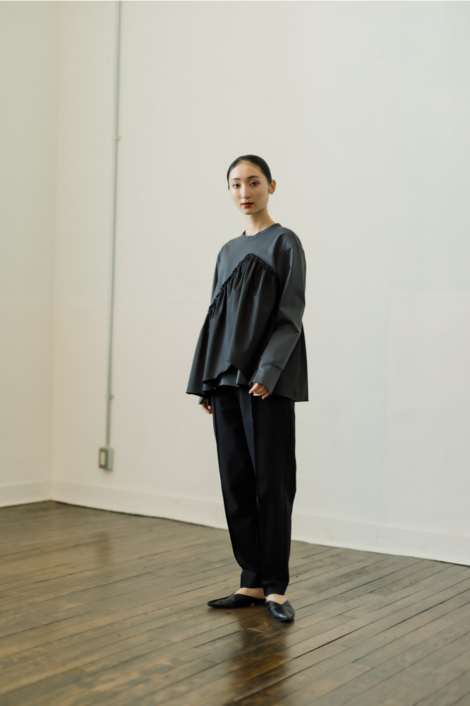 Satin Frill pullover(Gray)