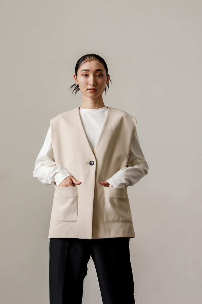 Frill vest(Beige)