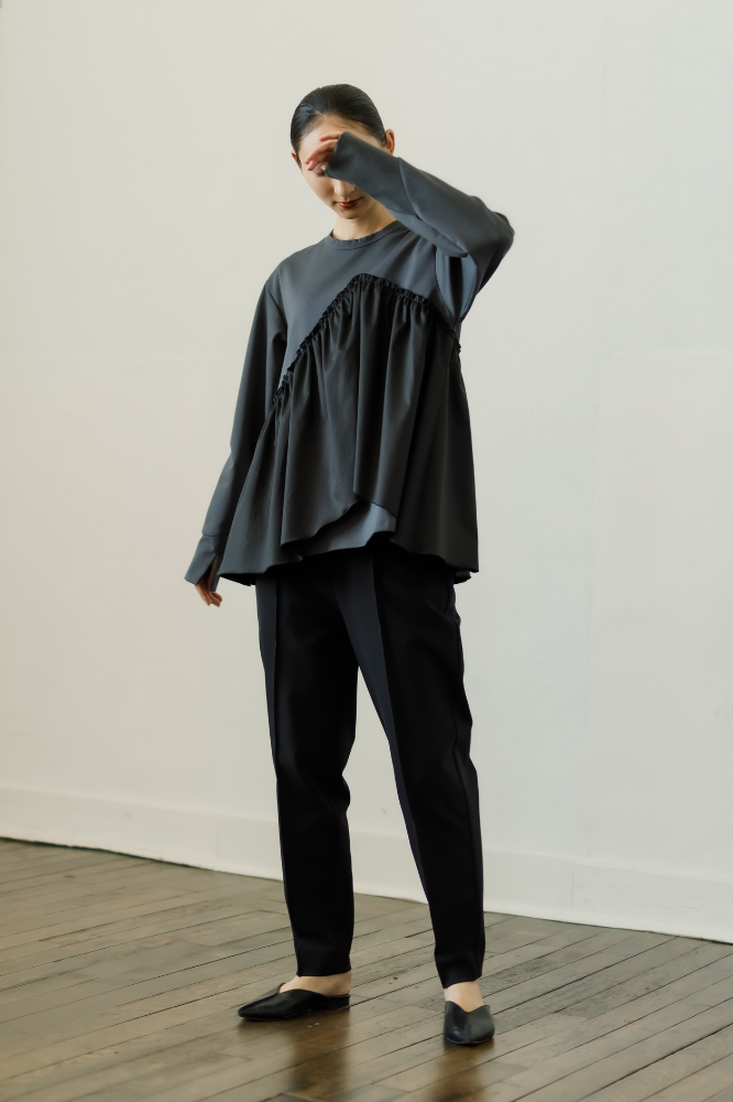 Satin Frill pullover(Gray)