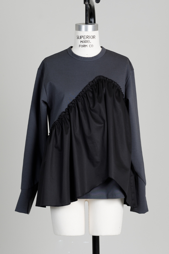 Satin Frill pullover(Gray)