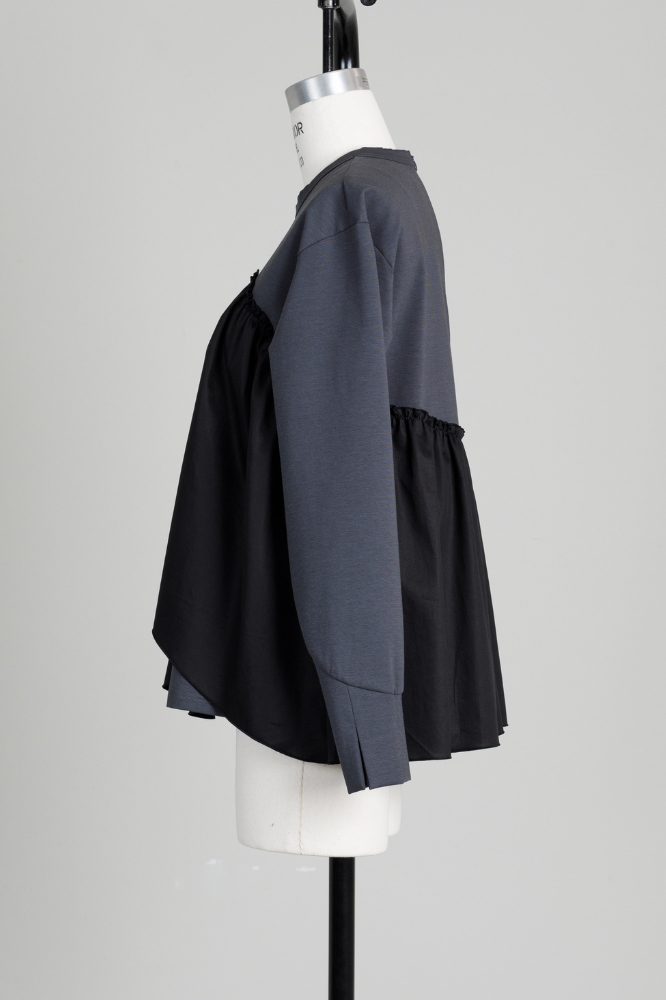 Satin Frill pullover(Gray)