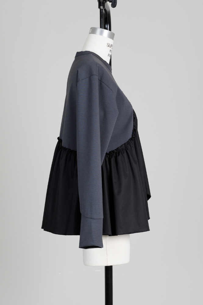 Satin Frill pullover(Gray)