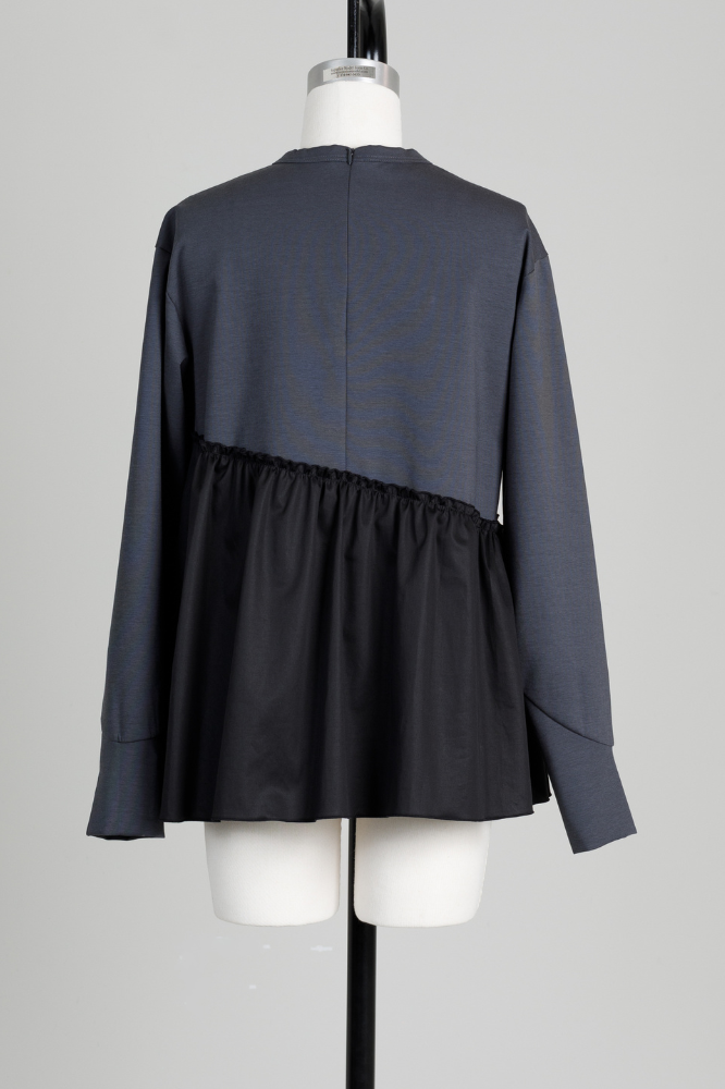 Satin Frill pullover(Gray)