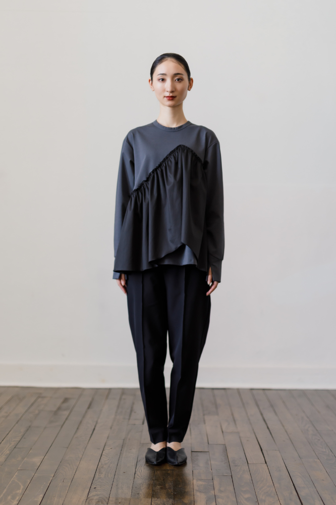 Satin Frill pullover(Gray)