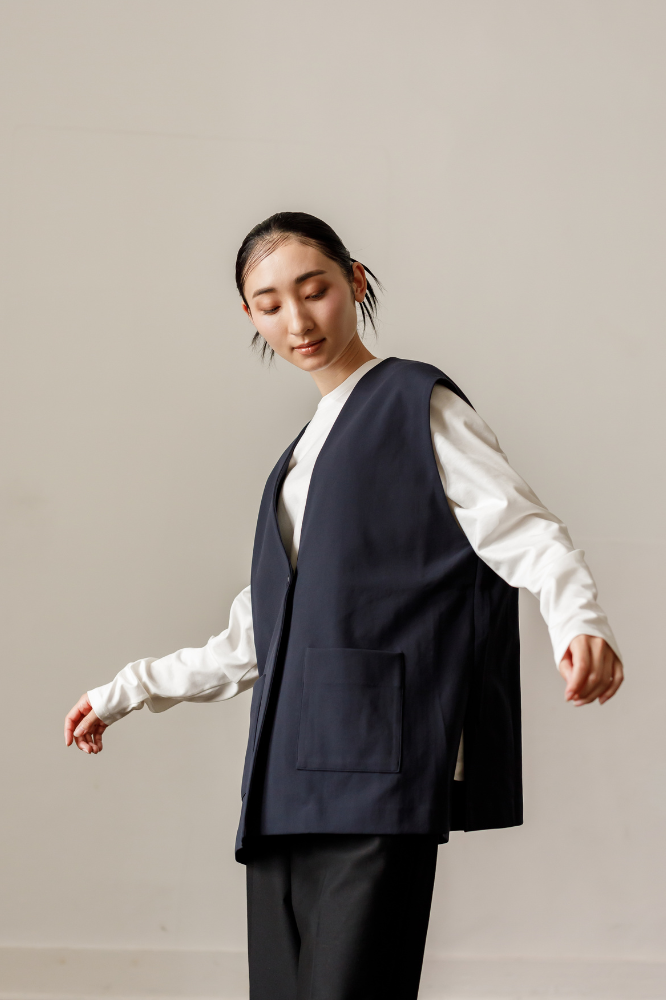 Frill vest(Navy)
