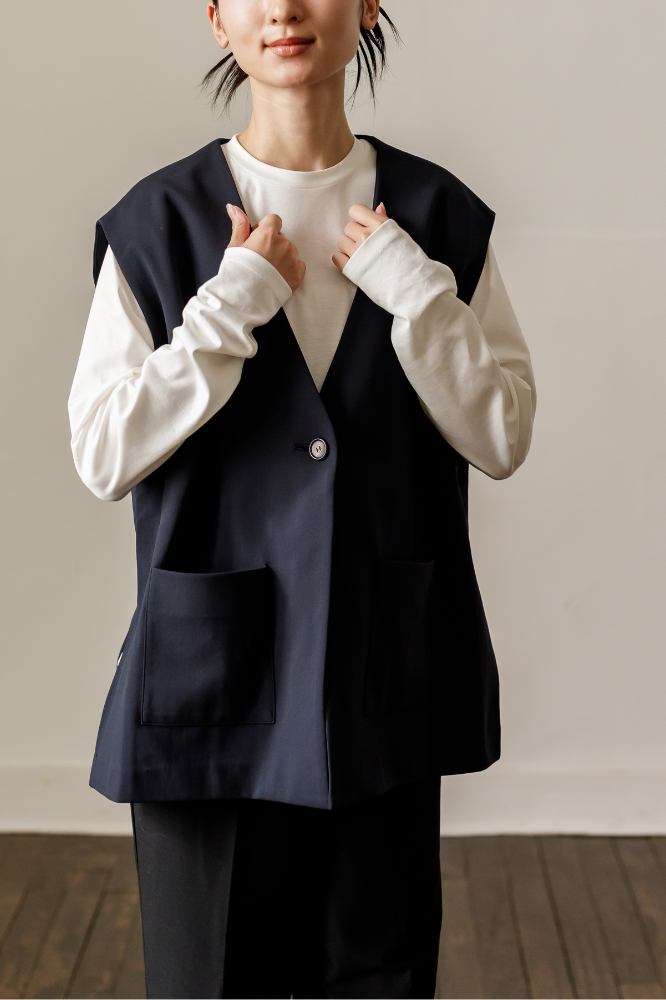 Frill vest(Navy)
