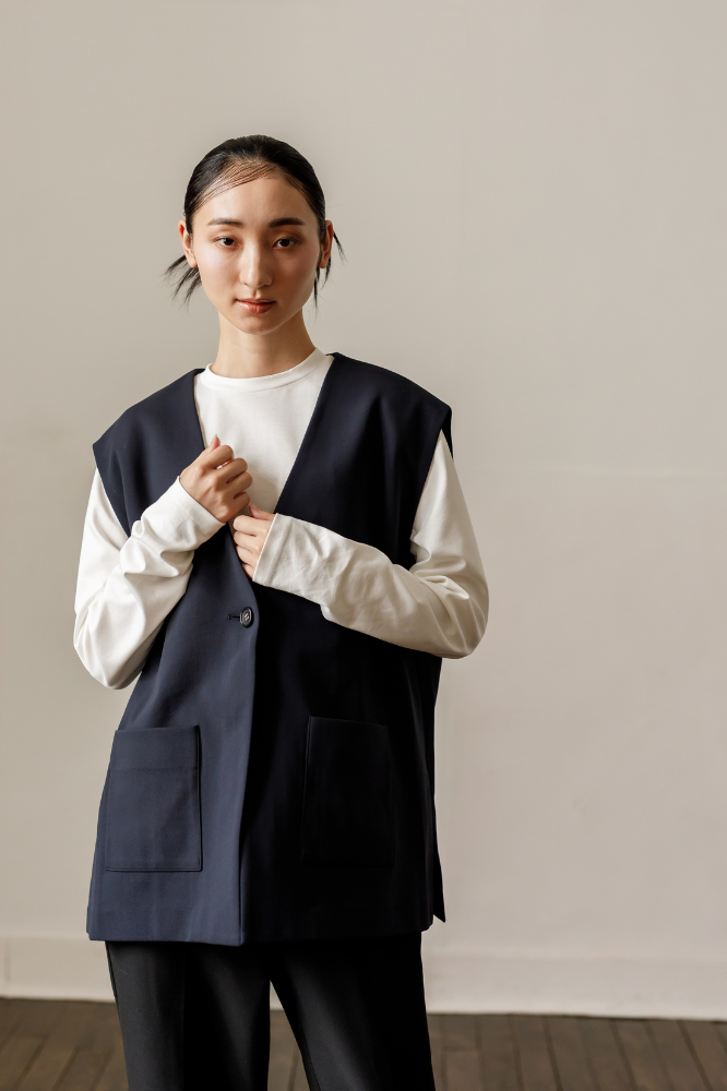 Frill vest(Navy)