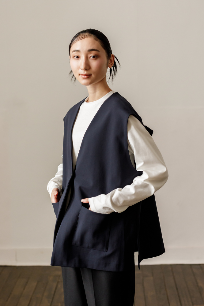 Frill vest(Navy)