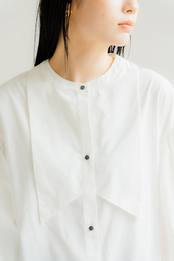 Ruffle sleeve shirt dress(White)