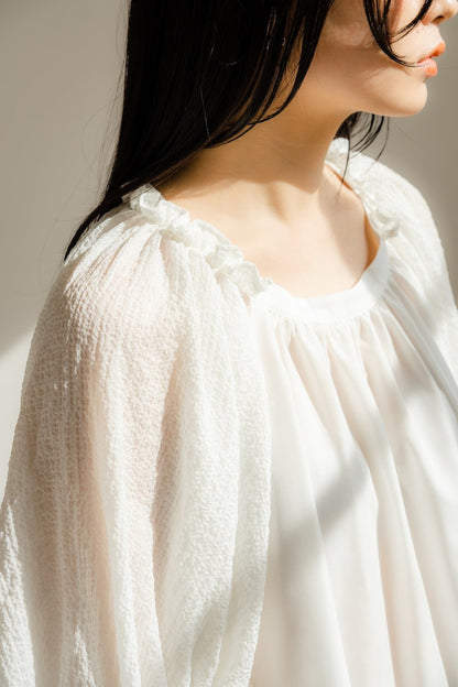 Shirring sleeves Tunic（White）