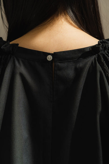 Shirring sleeves Tunic（Black）