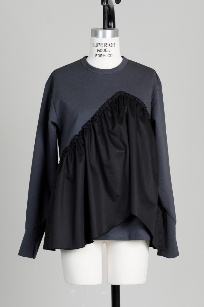 Satin Frill pullover（Gray）