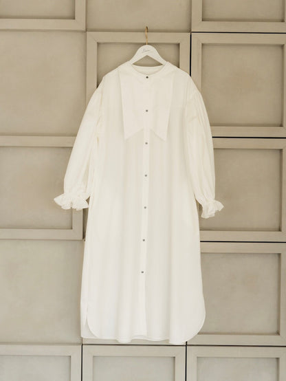 Ruffle sleeve shirt dress（White）