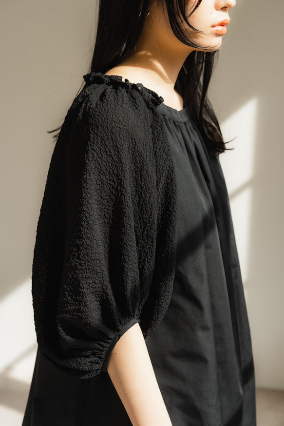 Shirring sleeves Tunic（Black）