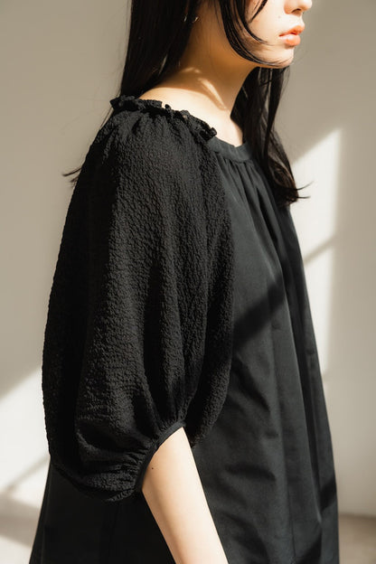 Shirring sleeves Tunic（Black）
