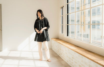 Shirring sleeves Tunic（Black）