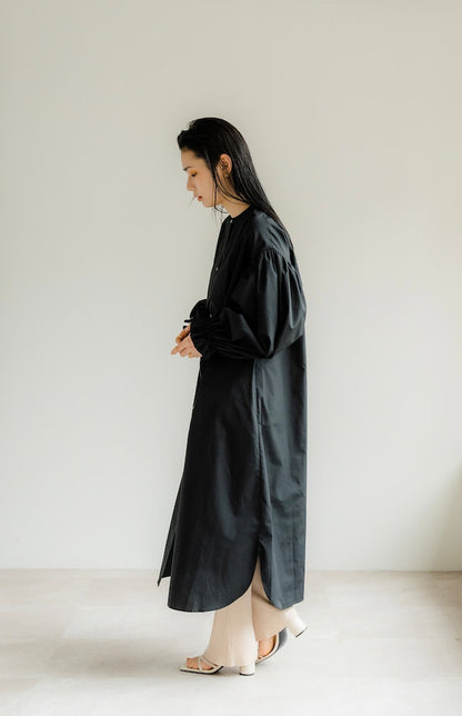 Ruffle sleeve shirt dress（Black）