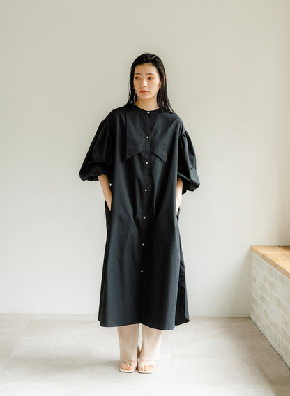 Ruffle sleeve shirt dress（Black）