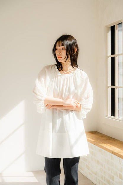 Shirring sleeves Tunic（White）