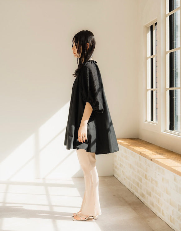 Shirring sleeves Tunic（Black）
