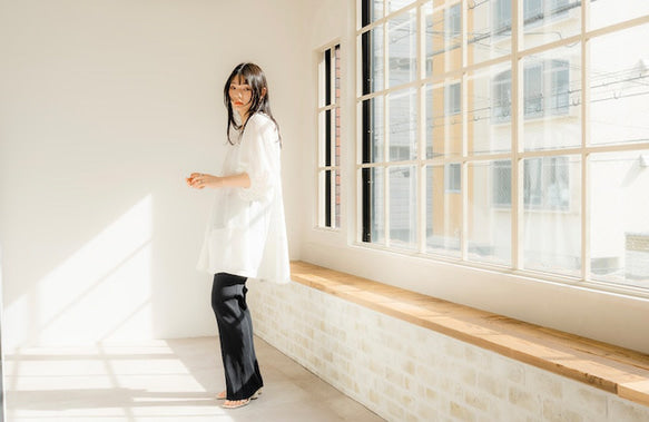 Shirring sleeves Tunic（White）
