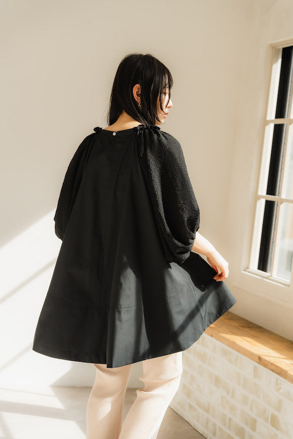 Shirring sleeves Tunic（Black）
