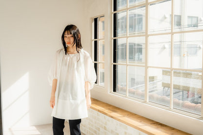 Shirring sleeves Tunic（White）