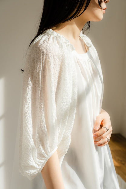 Shirring sleeves Tunic（White）