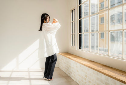 Shirring sleeves Tunic（White）