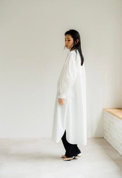 Ruffle sleeve shirt dress（White）