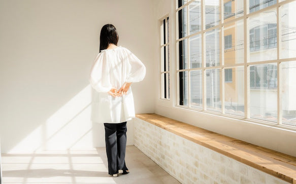 Shirring sleeves Tunic（White）