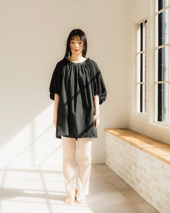 Shirring sleeves Tunic（Black）