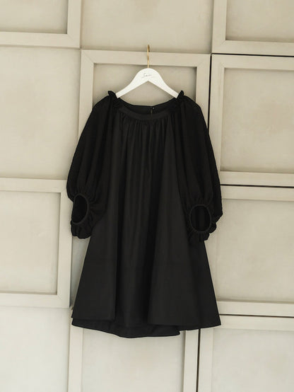 Shirring sleeves Tunic（Black）