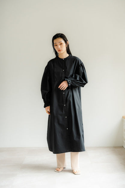 Ruffle sleeve shirt dress（Black）
