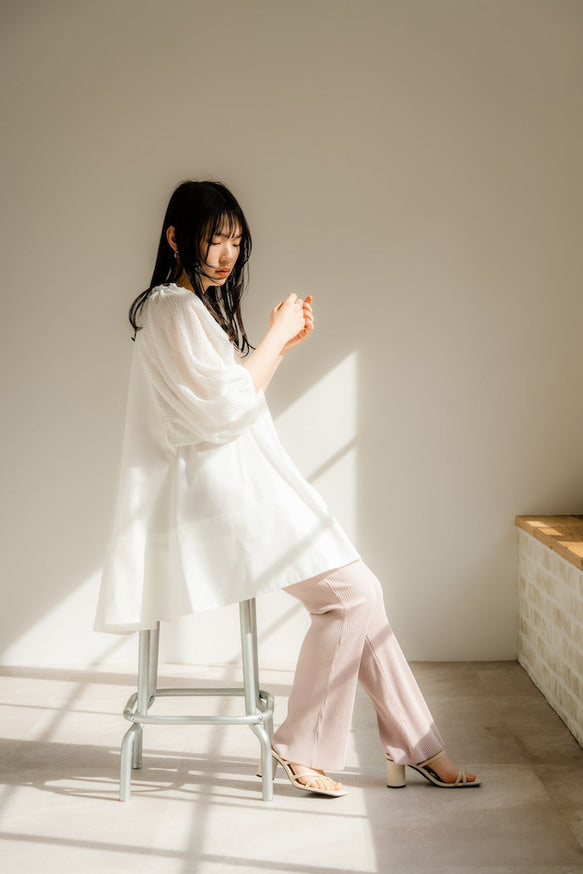 Shirring sleeves Tunic（White）