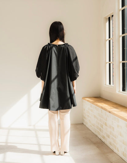 Shirring sleeves Tunic（Black）