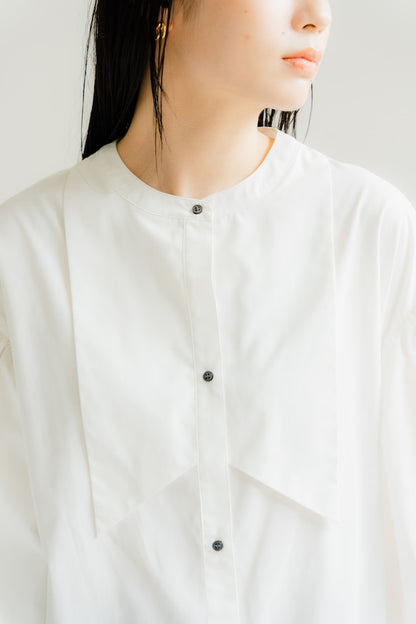 Ruffle sleeve shirt dress（White）