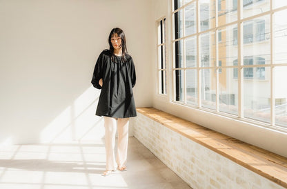 Shirring sleeves Tunic（Black）
