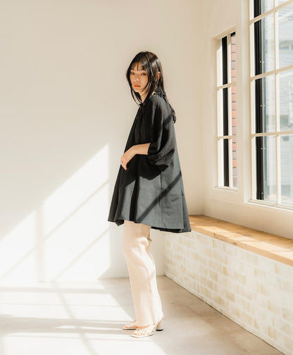 Shirring sleeves Tunic（Black）