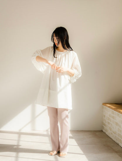 Shirring sleeves Tunic（White）