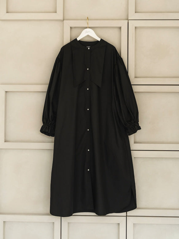 Ruffle sleeve shirt dress（Black）