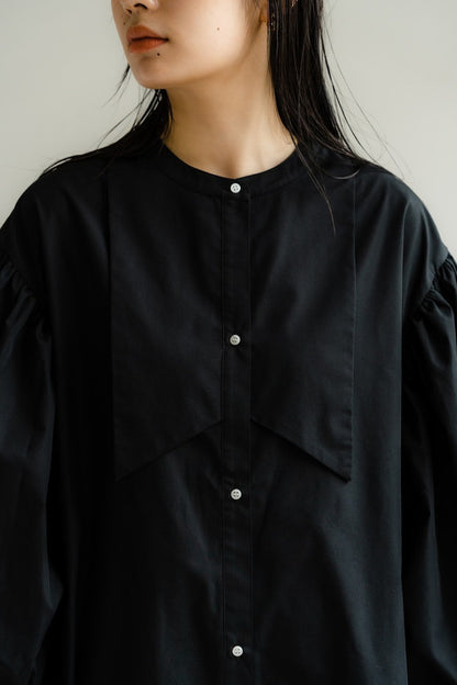 Ruffle sleeve shirt dress（Black）